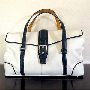 Authentic Vintage White Coach Hampton Leather Satchel Shoulder Bag #J3Q-9268